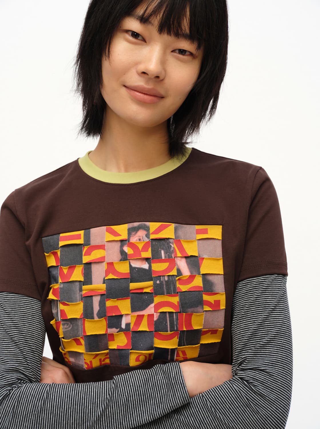 TESTMECHANISM_ Woven Collage Graphic Top 상품이미지2