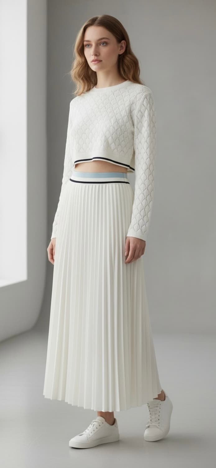 몽클레어 플리츠 로고 미디 스커트(38) 상품이미지1