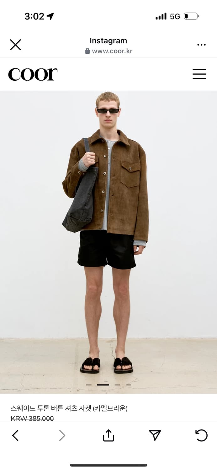 COOR 스웨이드 셔츠 자켓 L 캐멜브라운 상품이미지1