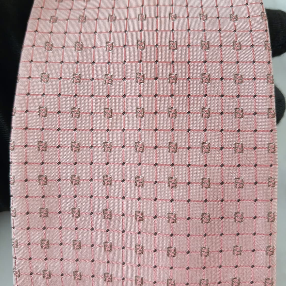 펜디 실크 핑크 자카드 로고 넥타이 8cm A등급 A19484 상품이미지6