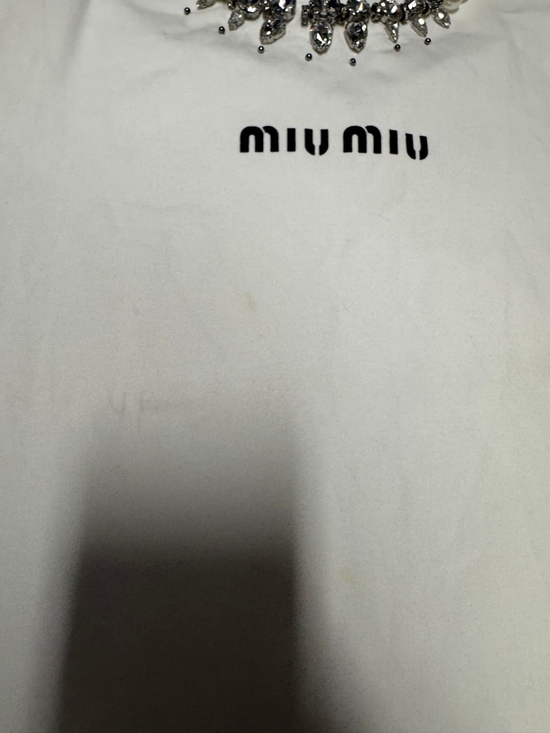 여성 미우미우 빈티지 커스텀 진주 큐빅 반팔 티셔츠 S 상품이미지4