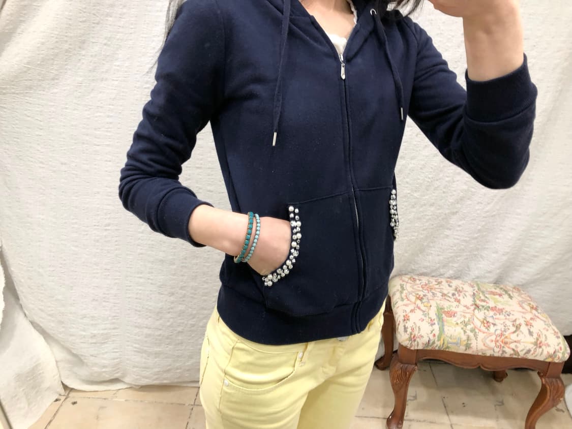 beads pocket navy zip-up 상품이미지1