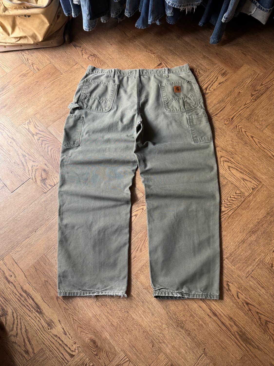 [42]칼하트 USA 서스펜더 버튼 모스그린 싱글니 워크 팬츠 상품이미지2