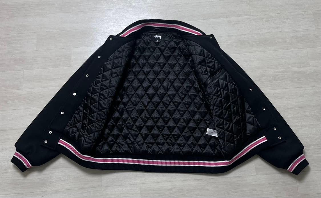 스투시 S 토크 멜튼 바시티 자켓 블랙 M 상품이미지3