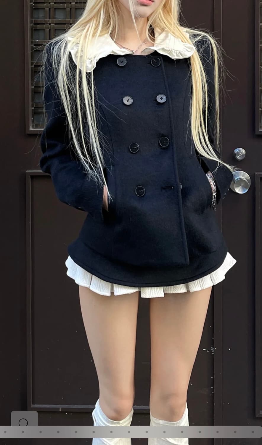 RASE LE SOL 자켓 더블 브레스트 울 코트 레이스 카라넥 포인트 상품이미지2