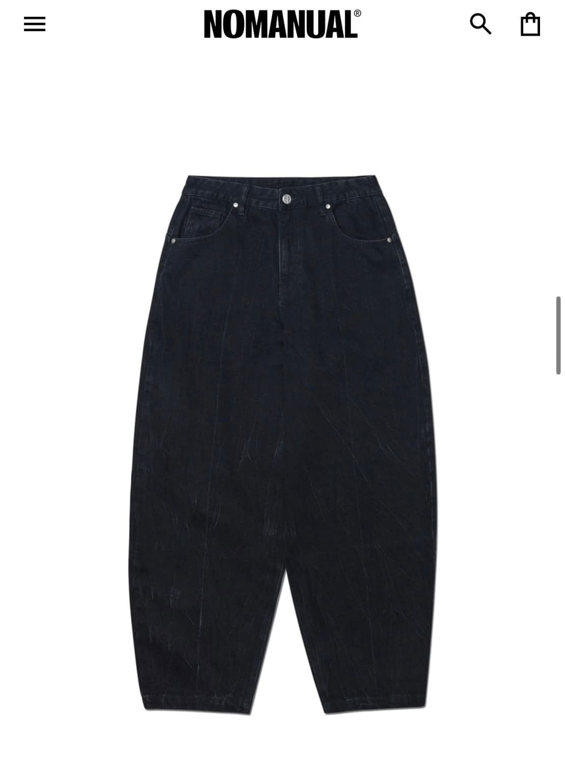 노매뉴얼) C.W WIDE DENIM PANTS Washed Black 상품이미지3