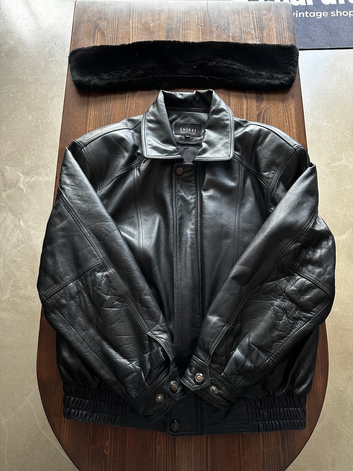 INISSI 빈티지 레더 블루종 자켓 상품이미지5