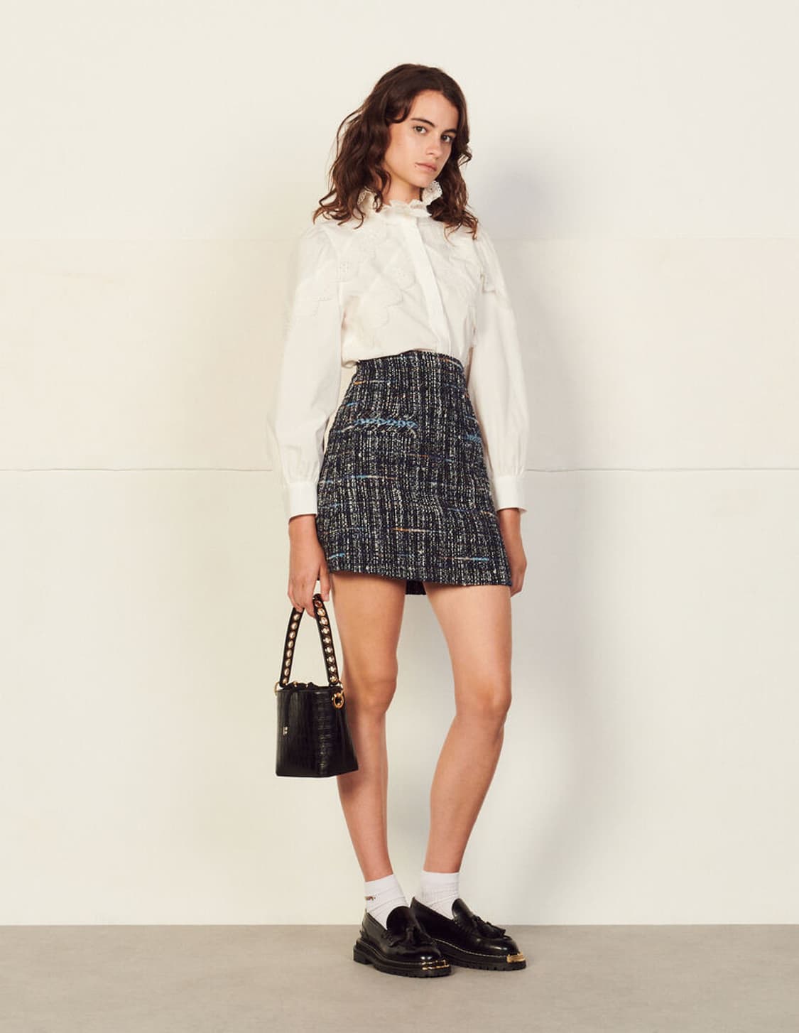 산드로 블루마린 트위드 스커트 상품이미지3