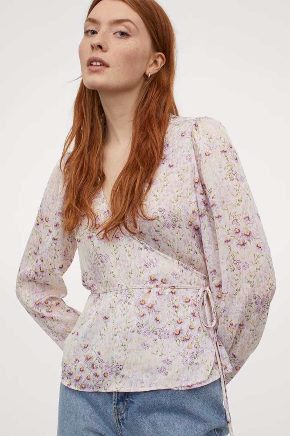 H&M 흐앤므 플로럴 랩 블라우스 S 상품이미지4