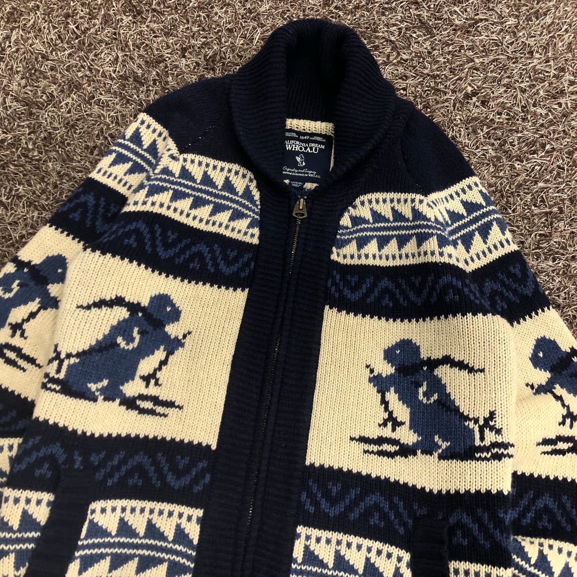 후아유 노르딕 코위찬 숄카라 헤비 니트 집업 가디건 상품이미지2