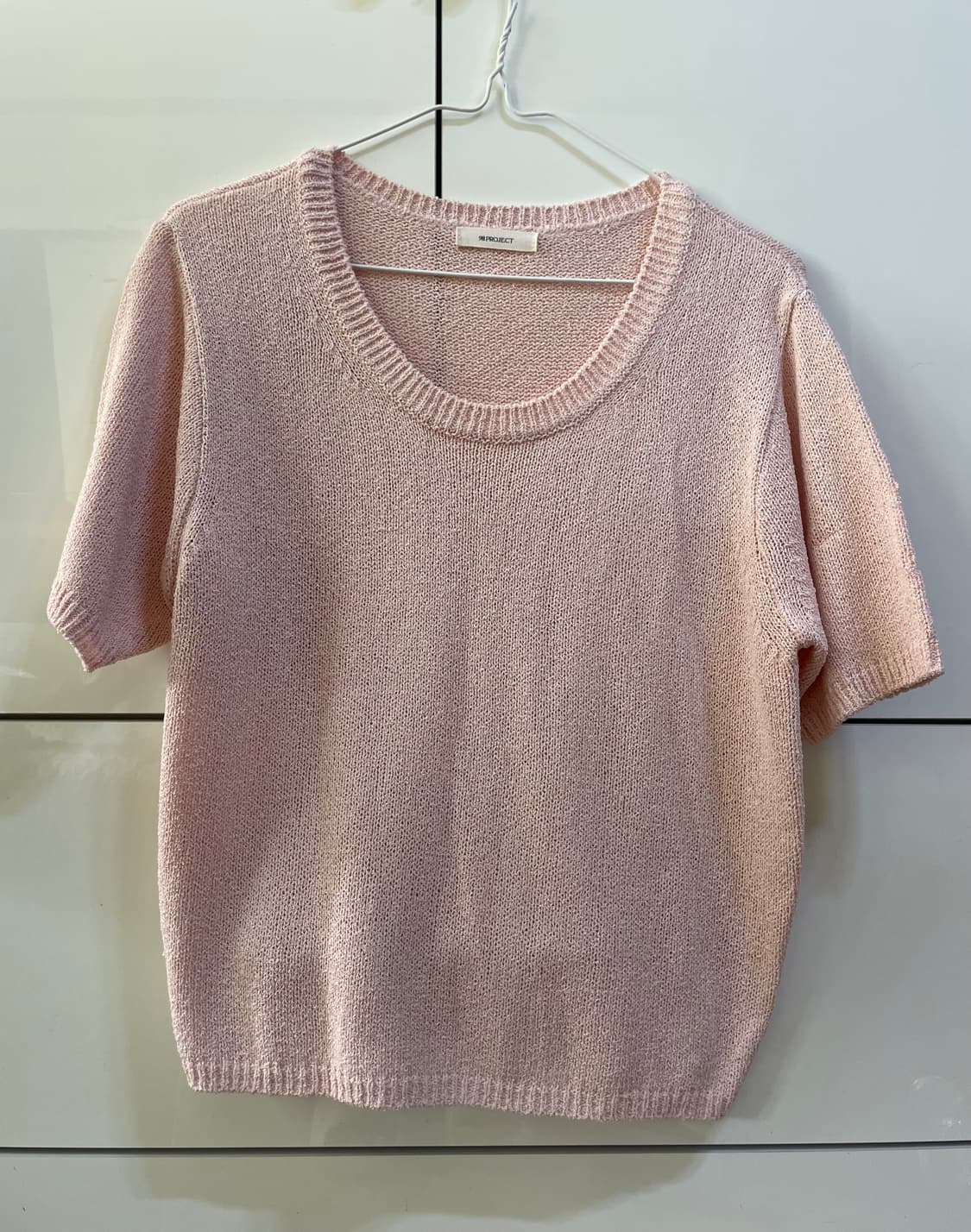 98도씨 캔들 베이직 부클 반팔 니트 셸핑크 봄 여름옷 씨스루 상품이미지1