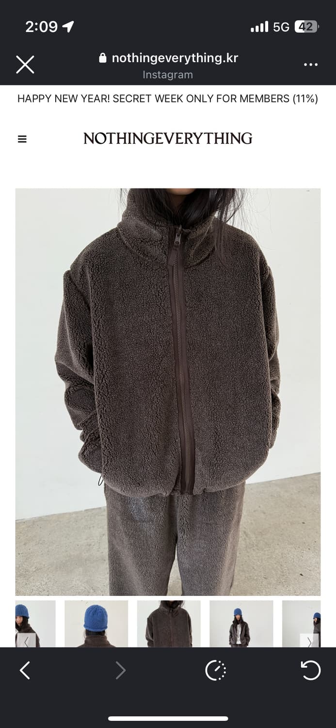 [오늘까지판매]낫띵에브리띵 리버시블 플리스 자켓 브라운 상품이미지4