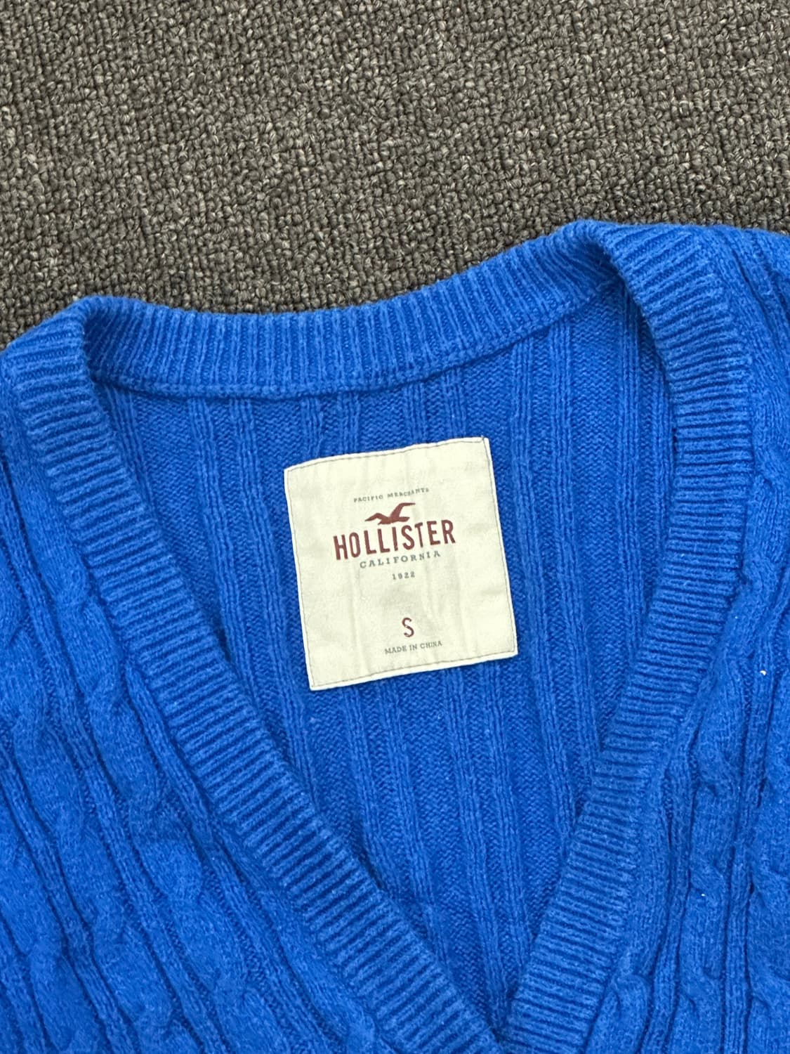S)홀리스터 빈티지 여성 블루 케이블 니트 브이넥 가디건 상품이미지3