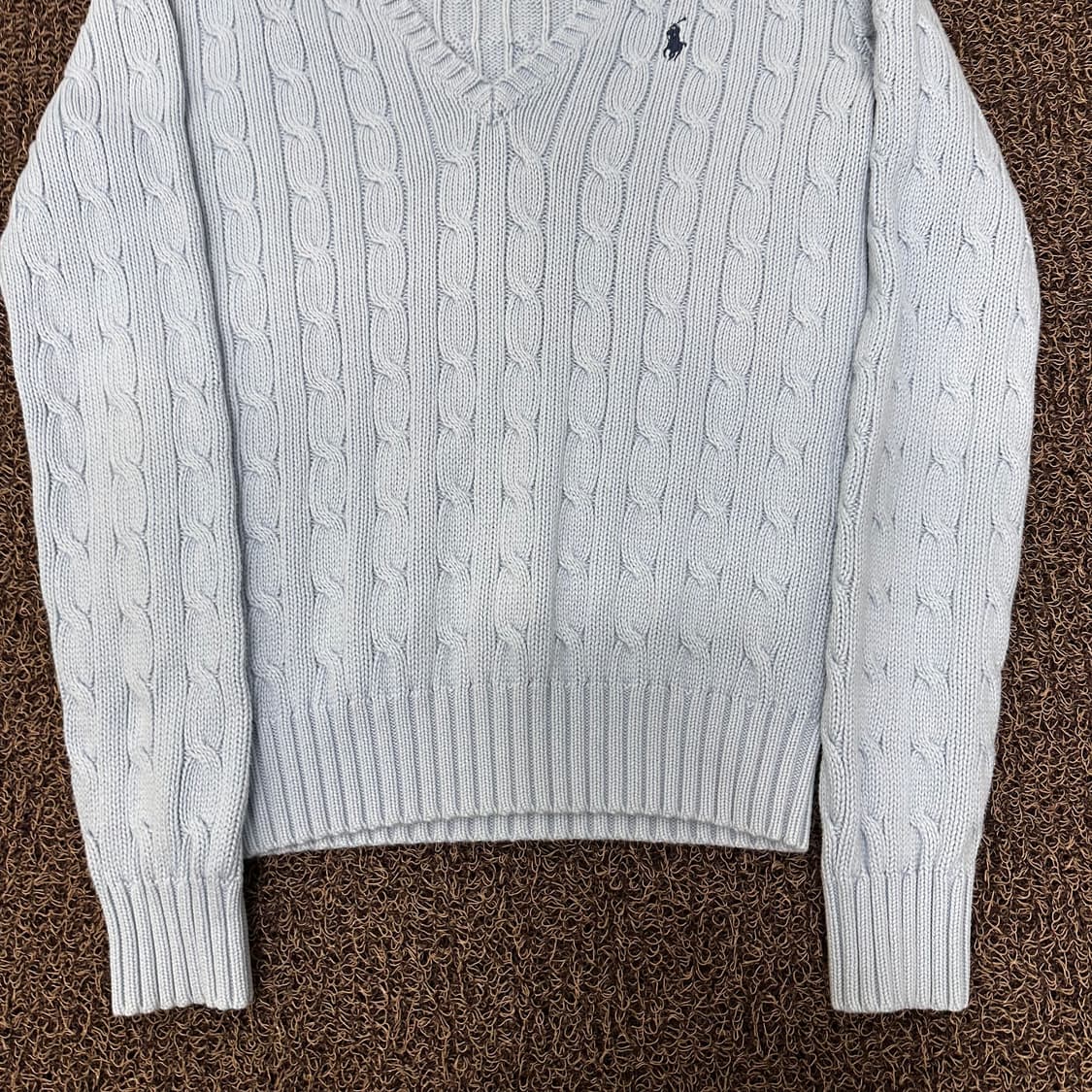 POLO 폴로 랄프로렌 여성 브이넥 꽈배기 케이블 니트 M 상품이미지5