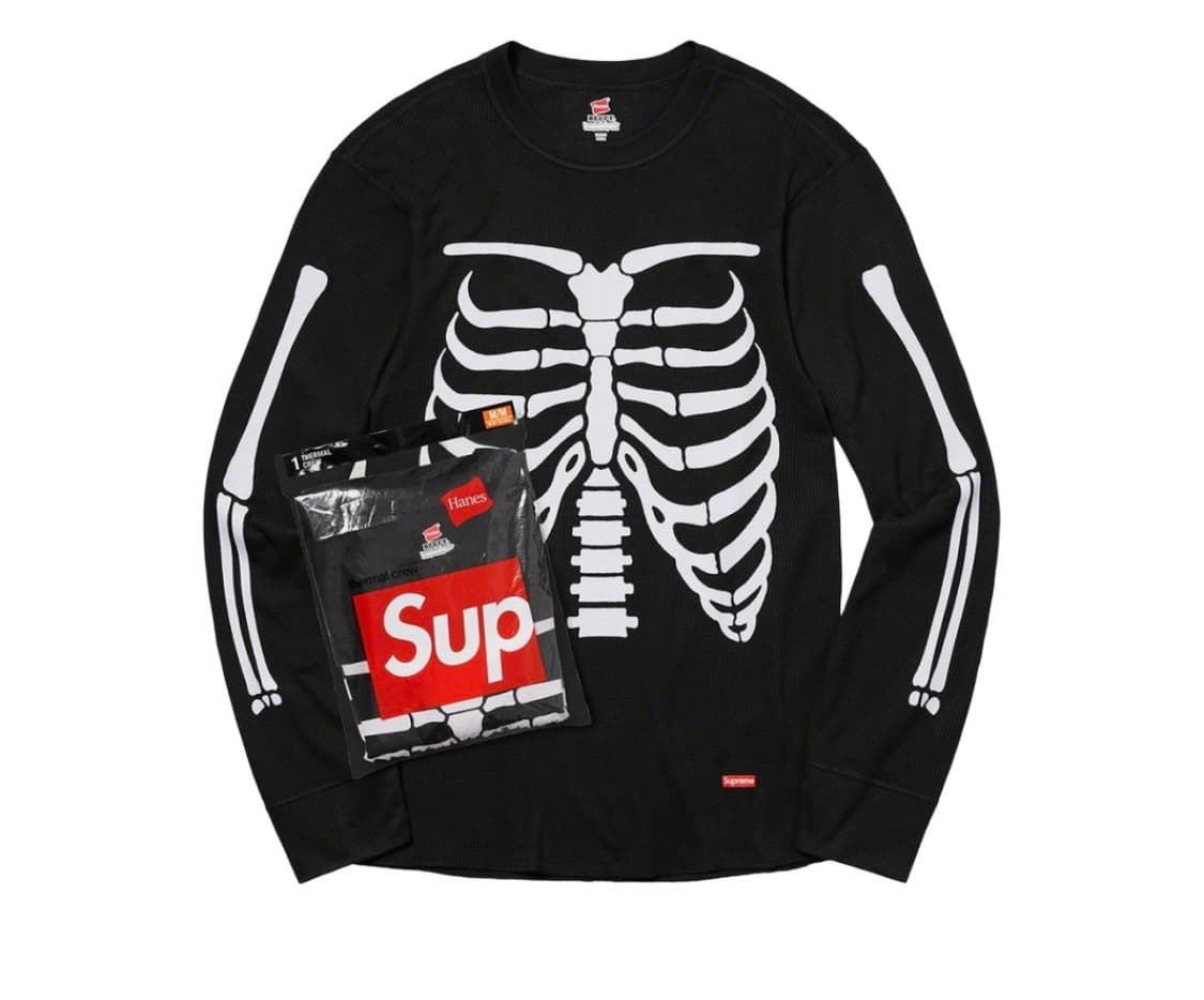 슈프림 헤인즈 본즈 써멀 크루 블랙  상품이미지1