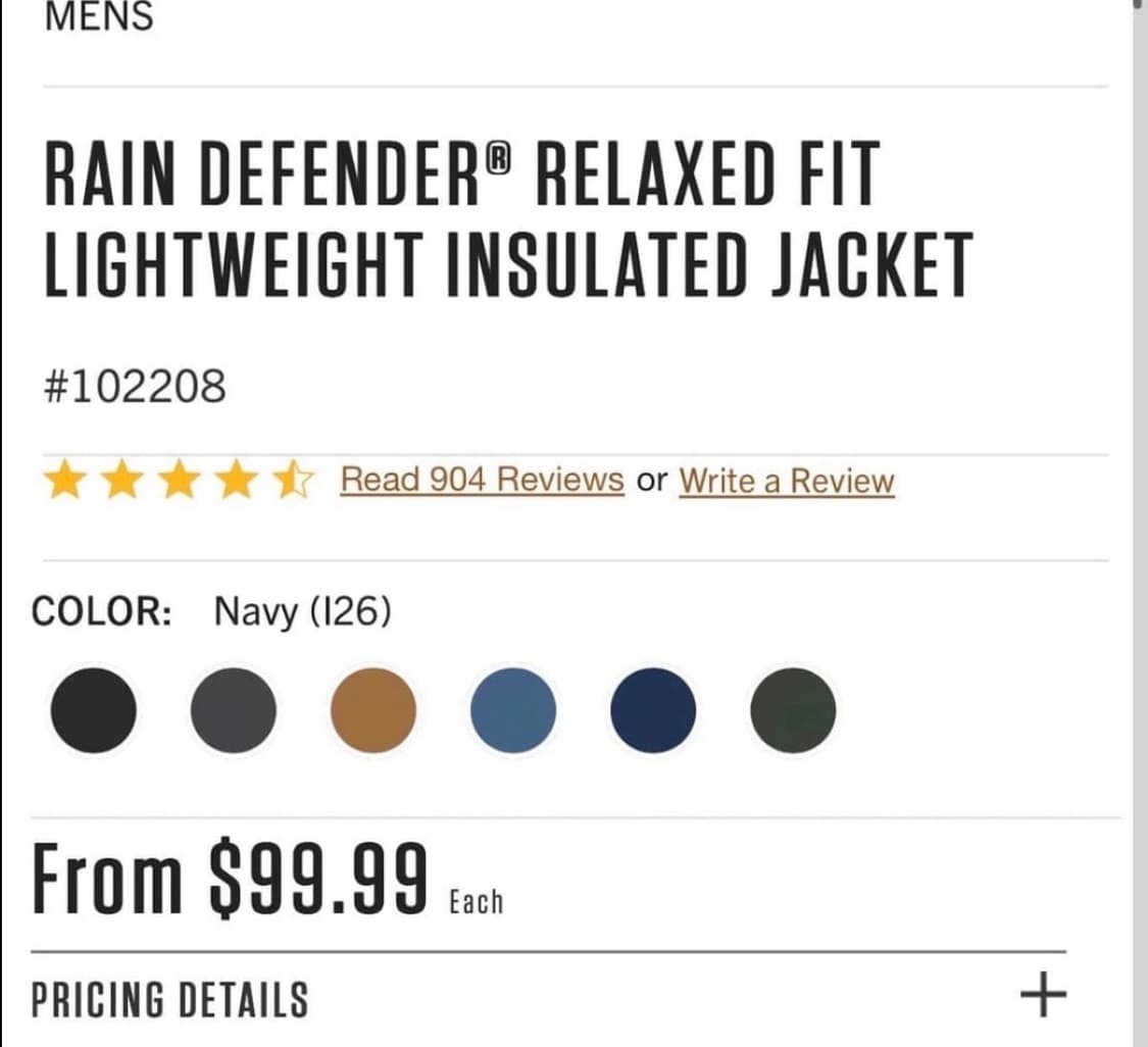 새상품) 칼하트 레인디펜더 길리엄 경량패딩 상품이미지5