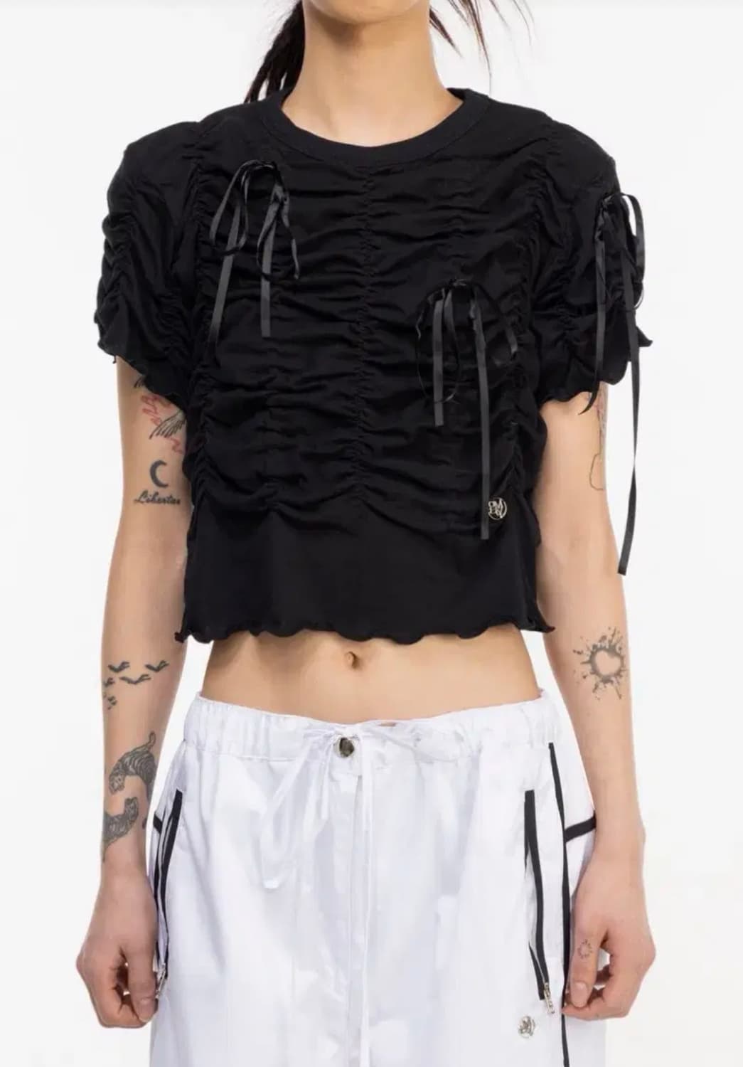 김미더영 리본 셔링탑 G_RIBBON SHIRRING TOP 상품이미지1