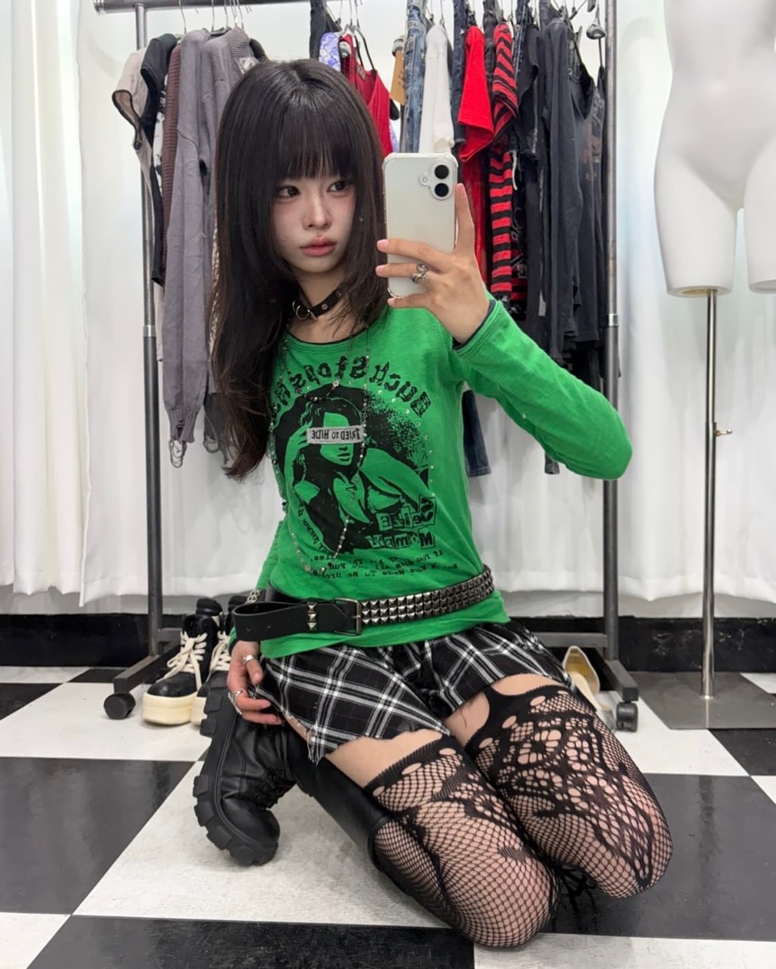 🎸그린 펑크 프린팅 롱슬리브🎸 상품이미지3
