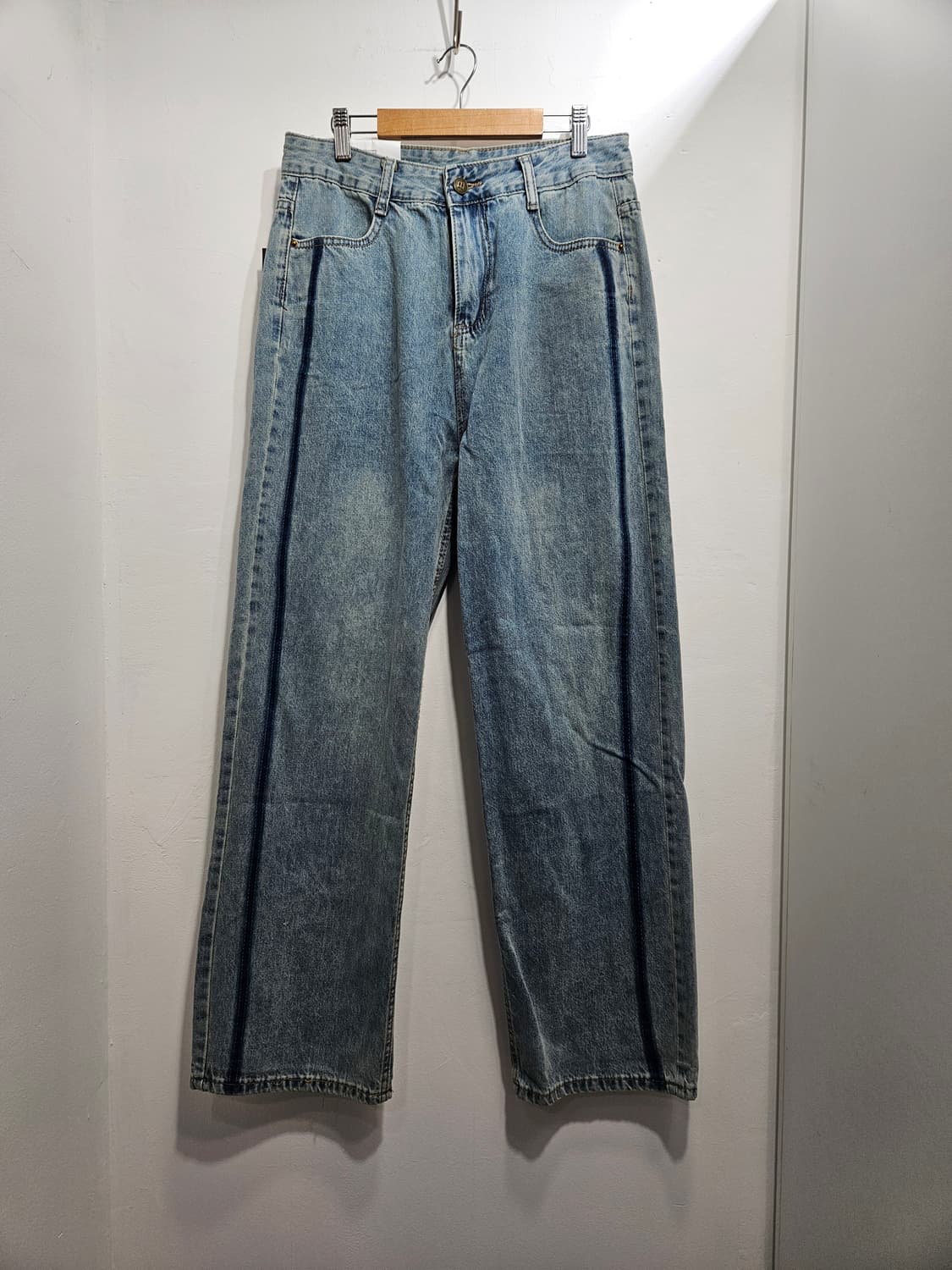 옆줄 데님 와이드 팬츠 2XL  상품이미지1