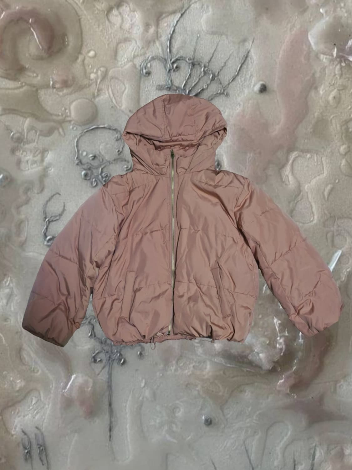 빈티지 모리걸 뮤트핑크 숏패딩 점퍼 후드 러블리 상품이미지1