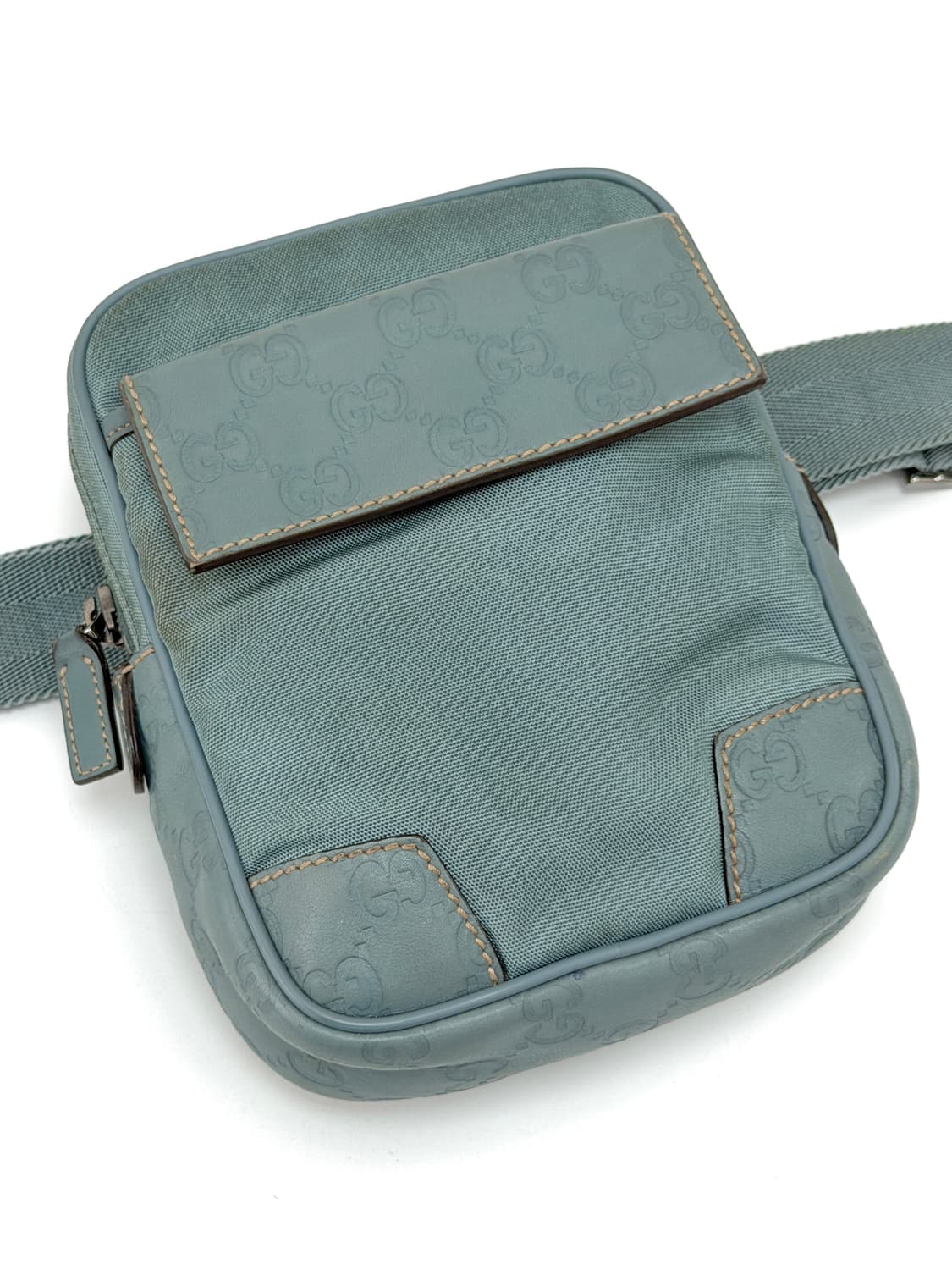 구찌 GG 나일론 & 레더 벨트백 더스티 블루 161823 상품이미지3