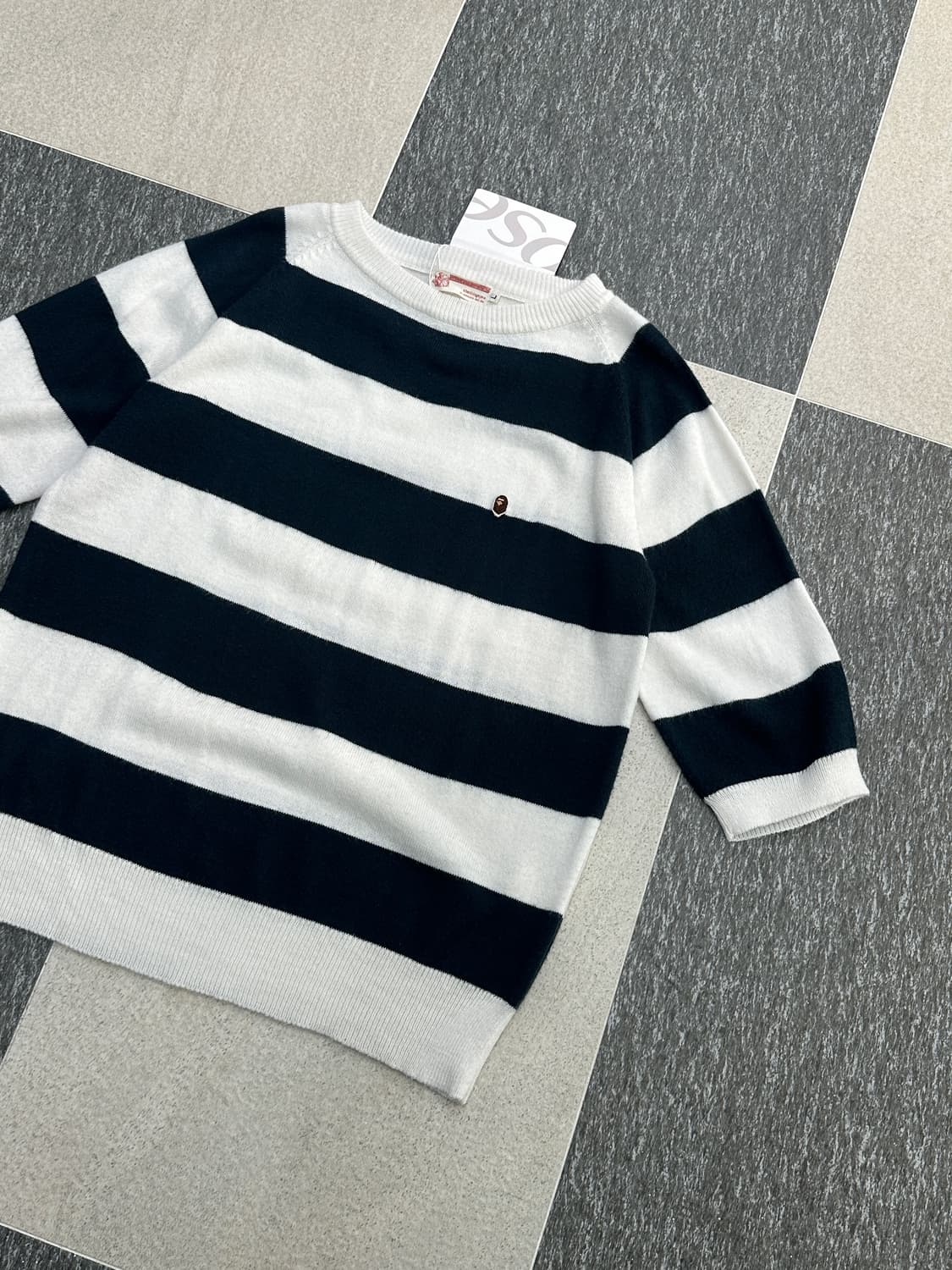 베이프 스트라이프 미니사루 7부 니트  상품이미지6