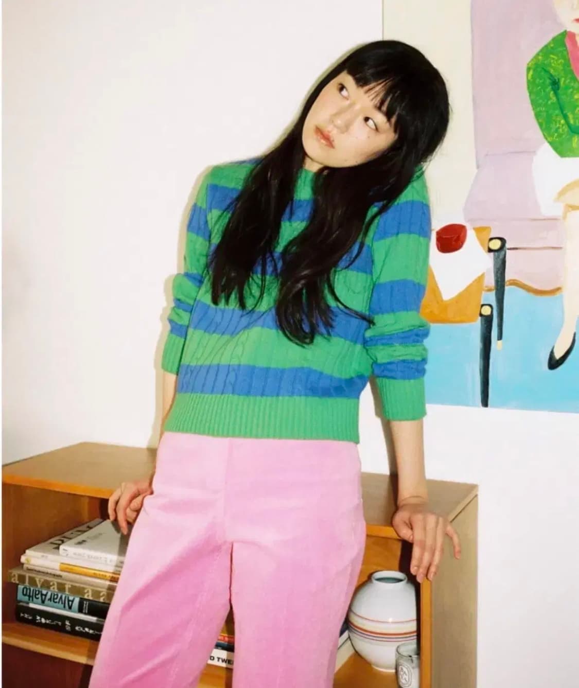 포니테일 스트라이프 니트 상품이미지1