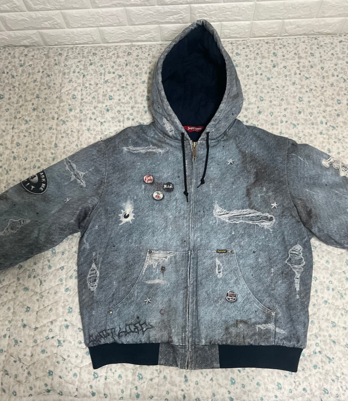 슈프림 HJR 트롱프 뢰유 후드 워크 자켓 블루 L 상품이미지2