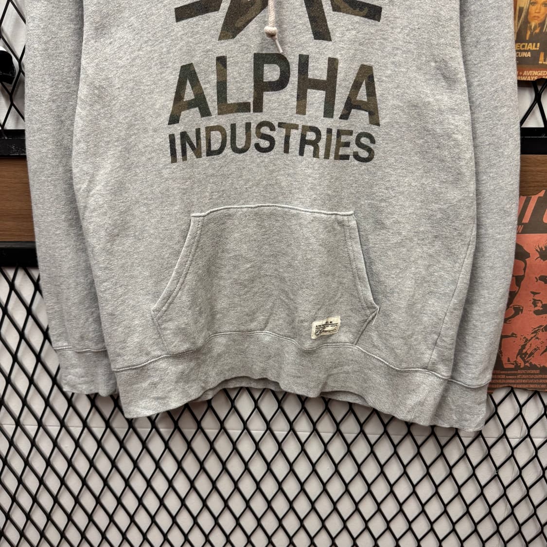 00s 알파인더스트리 후드티 전면 로고 레터링 포인트 그레이 상품이미지4
