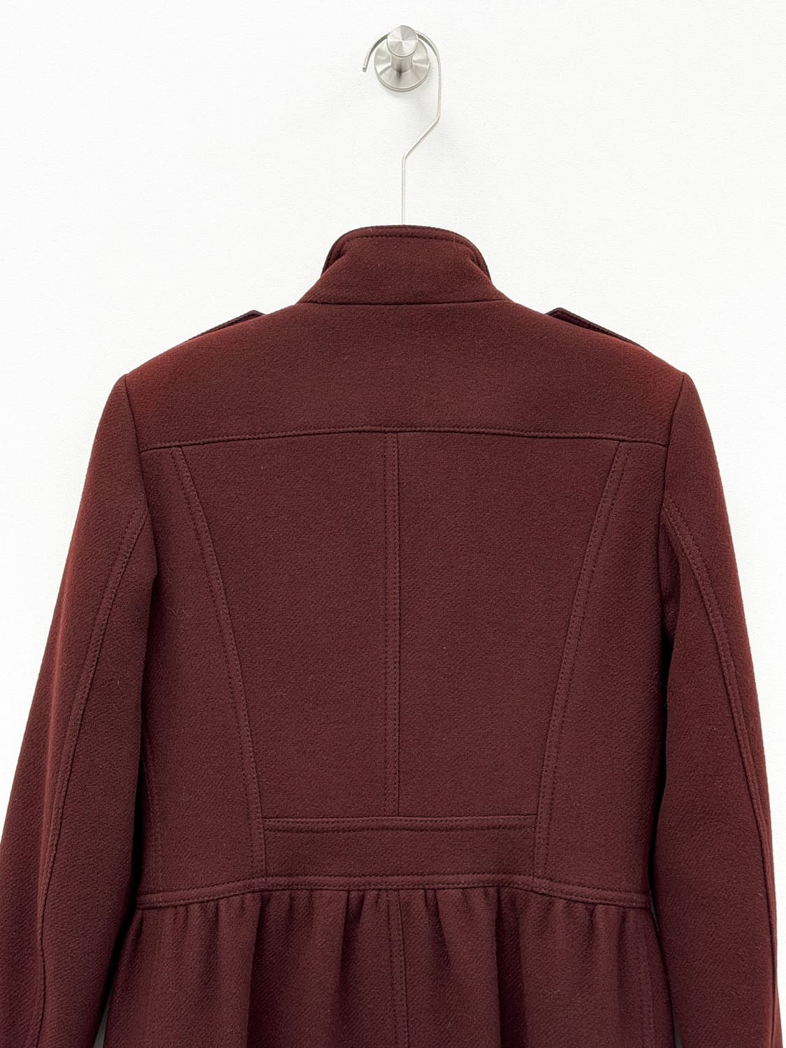 버버리 브릿 버건디 울 캐시미어 페플럼 코트 상품이미지5