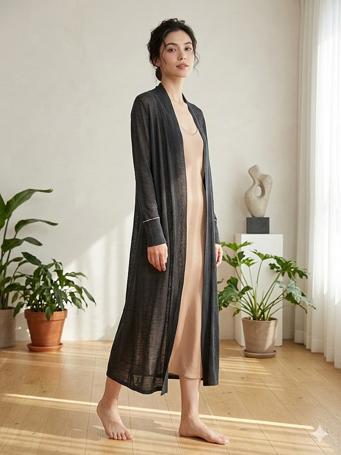 여) 타임 논버튼 롱 가디건  상품이미지1