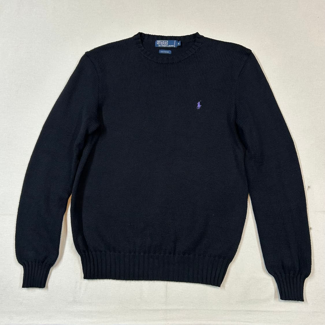 M) 폴로 랄프로렌 헤비코튼 라운드넥 니트 블랙 상품이미지1