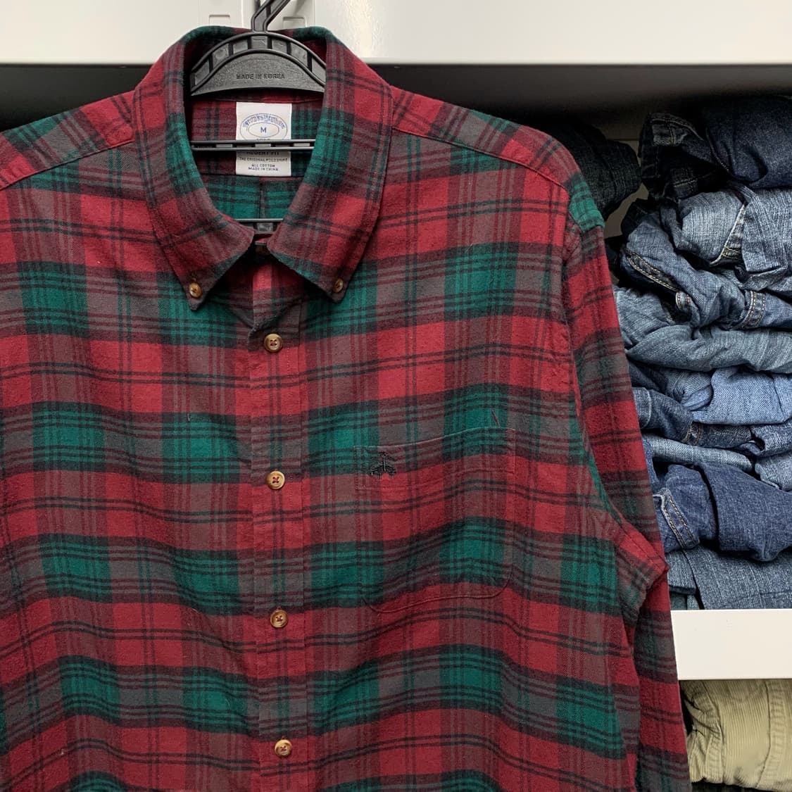 [M] 브룩스 브라더스 타탄체크 코튼셔츠 리젠트핏 상품이미지1