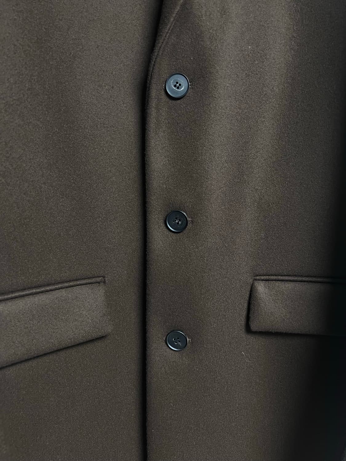 마마가리 컬렉션무드 다크 브라운 싱글 롱코트 48 상품이미지5