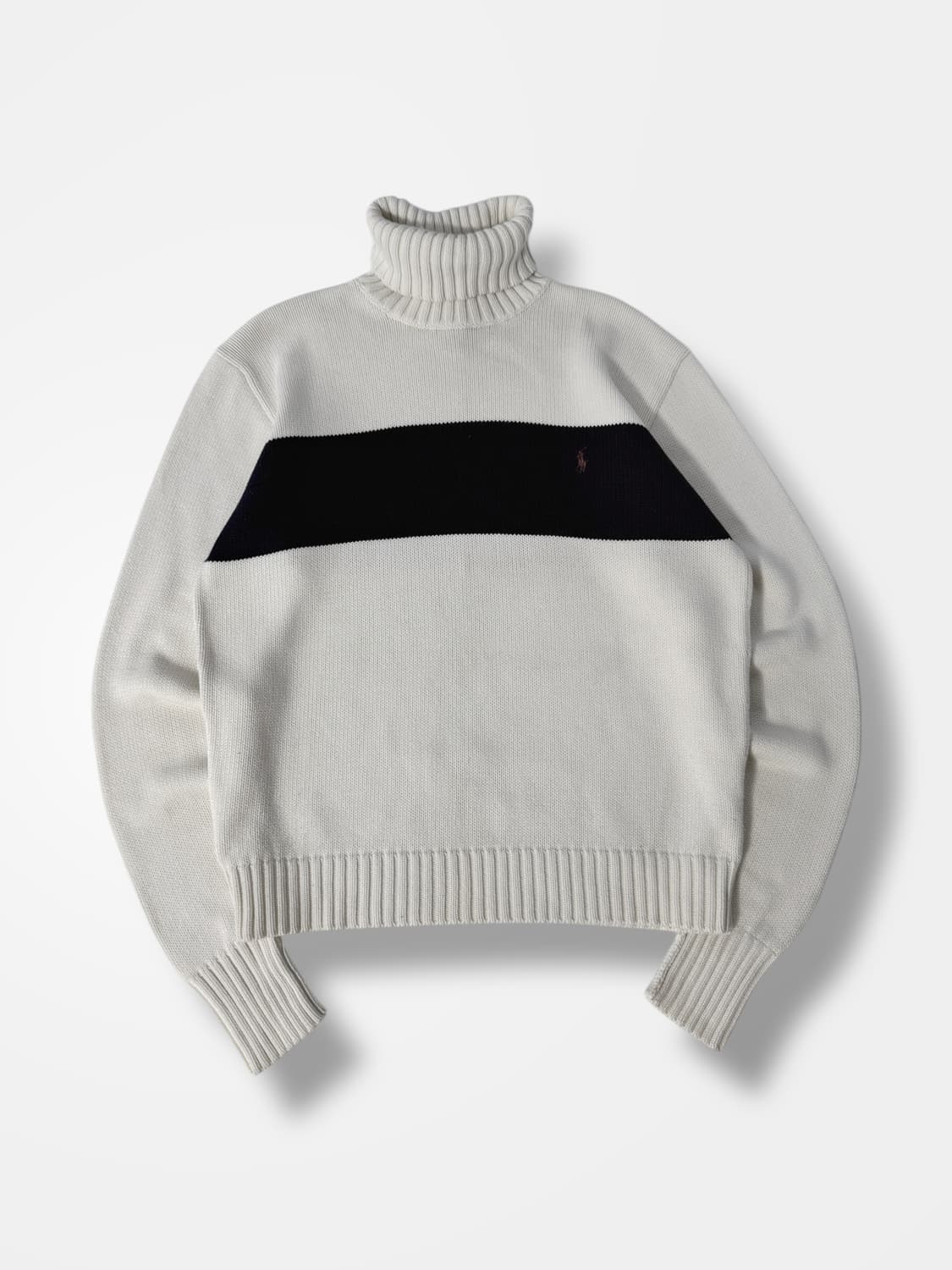 폴로 랄프로렌 루즈핏 00‘s 화이트 코튼 배색 폴라 니트  상품이미지1