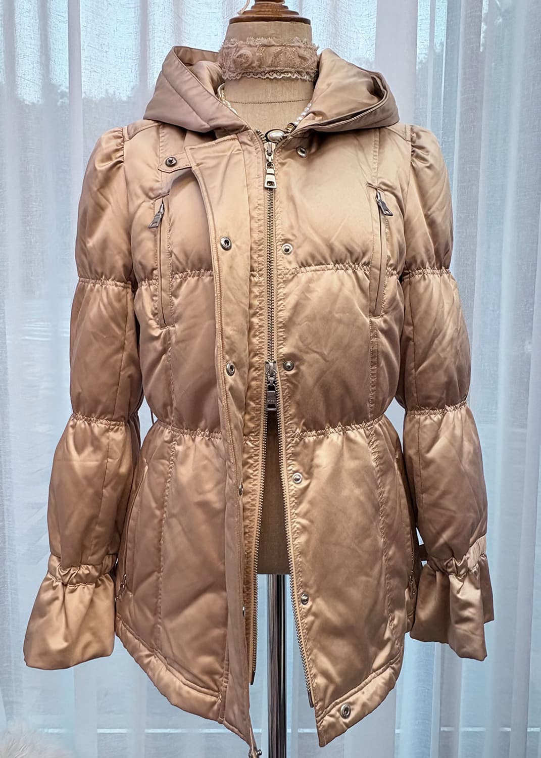 로즈핑크 셔링 누빔 패딩 상품이미지2