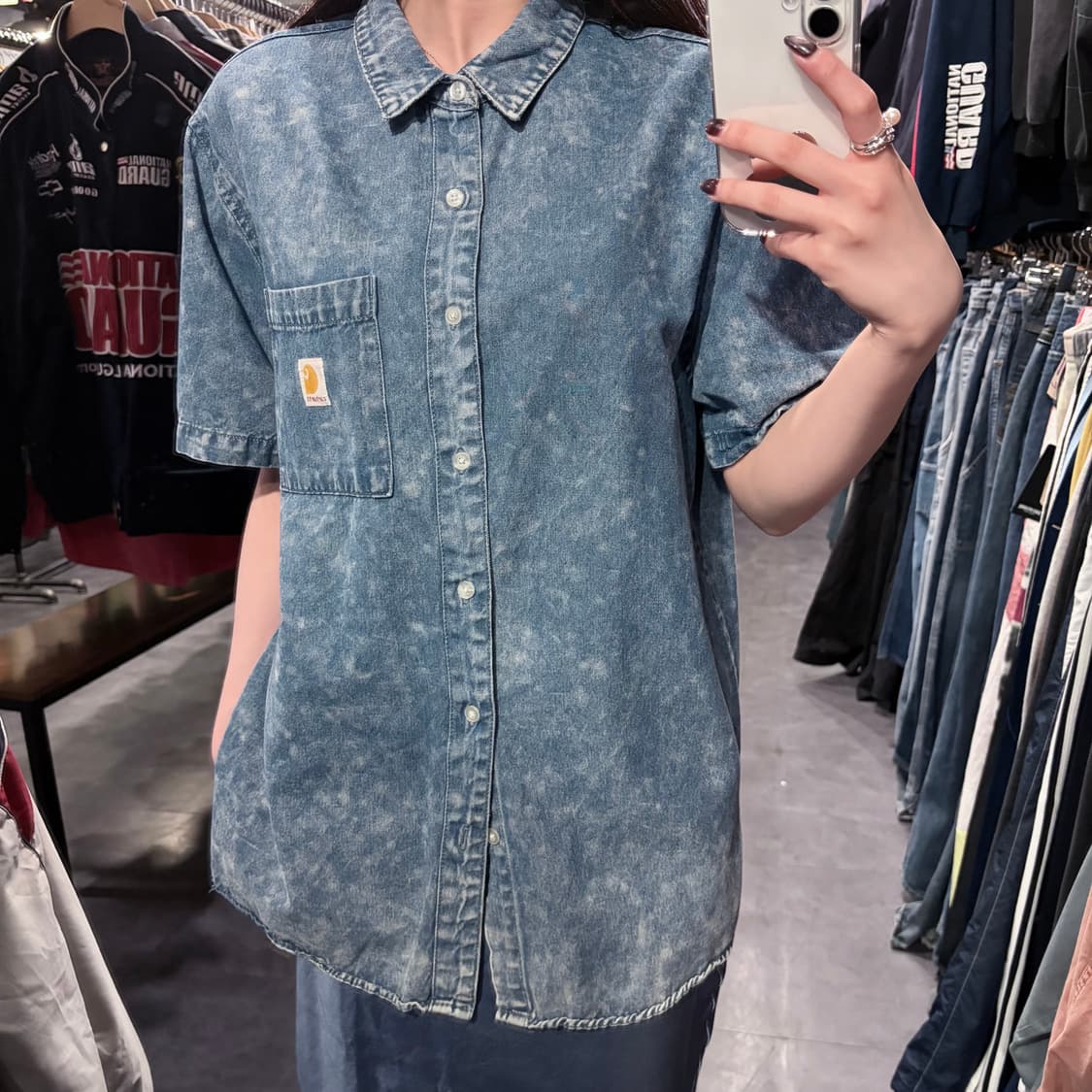 [IM] Carhartt 칼하트 워싱 데님 반팔 셔츠 상품이미지3