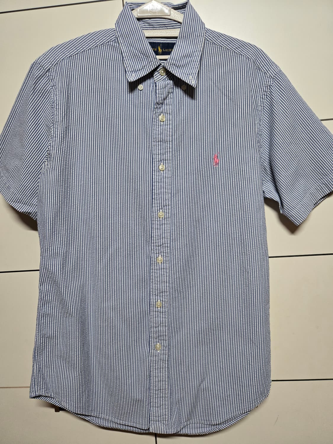 폴로 랄프로렌 정품 남성 시어서커 반팔 셔츠 상품이미지1