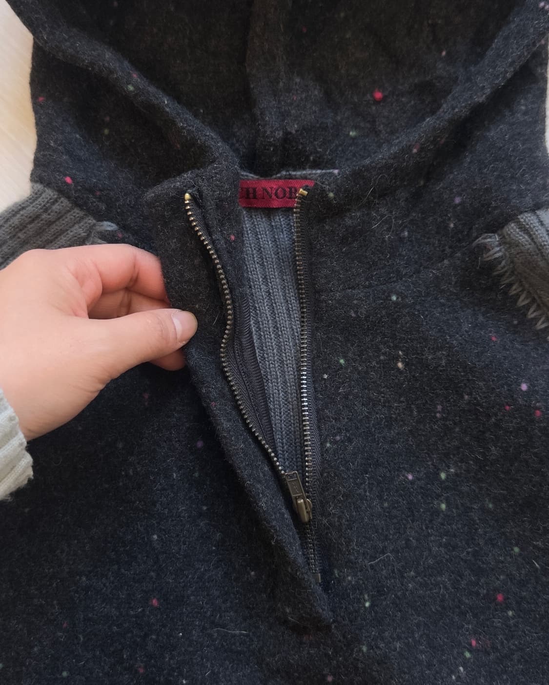 [RICH NOBLE] raglan knit half hoodie zip 상품이미지4