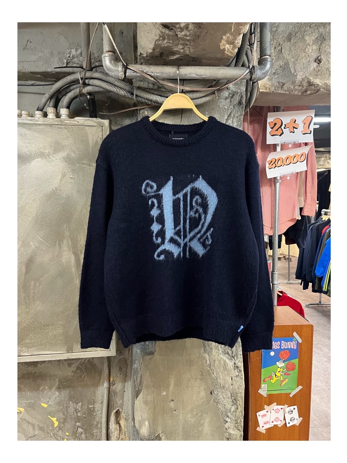 디스이즈네버뎃 빅로고 니트 네이비 S #csz3337 상품이미지1