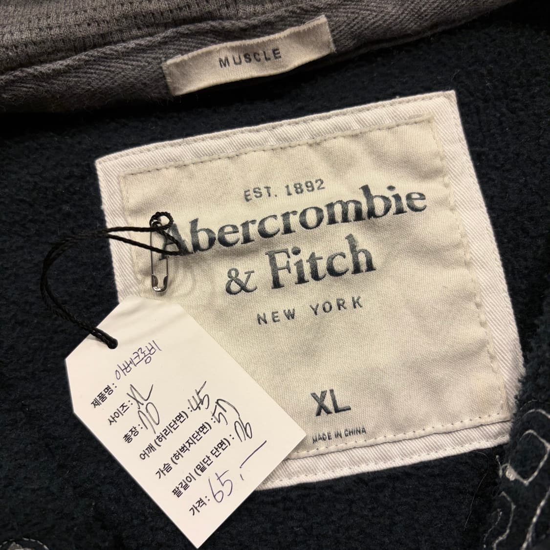 [XL] 아베크롬비 아치로고 블랙 후드 집업 C663 상품이미지5
