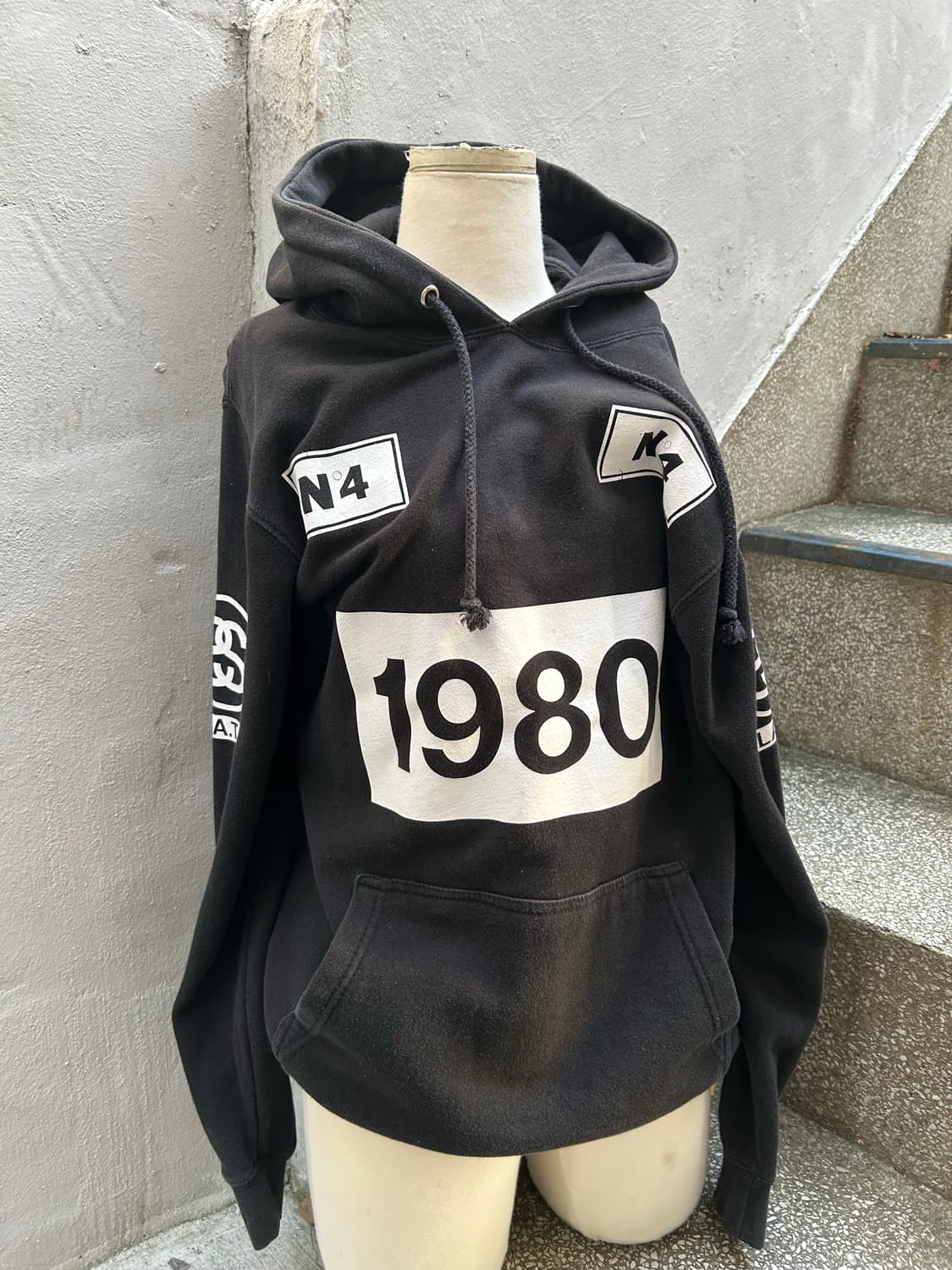 *rare* 2000s 스투시 올드스쿨 프린팅 블랙 후드티 상품이미지1