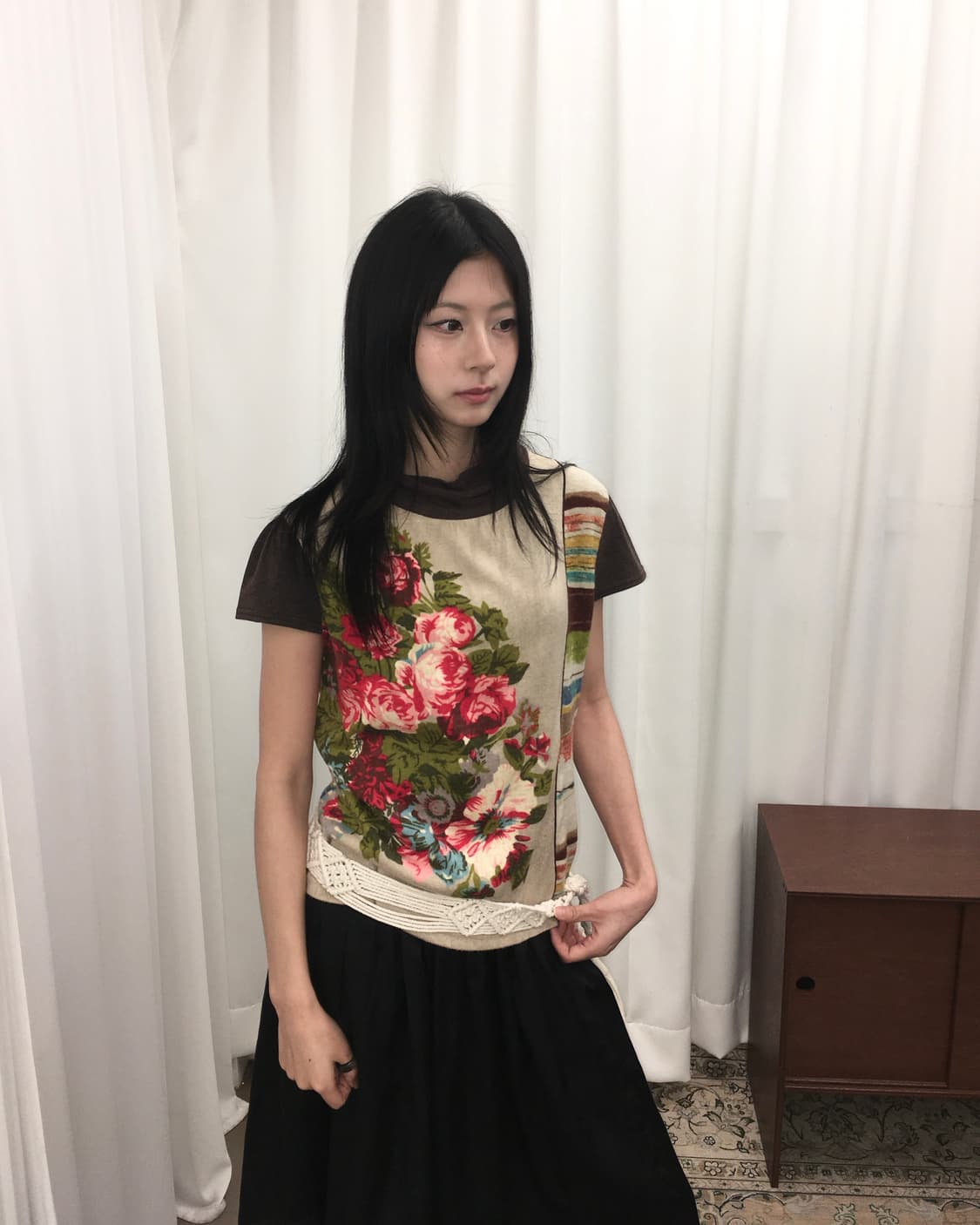 플라워 반팔 니트 상품이미지1