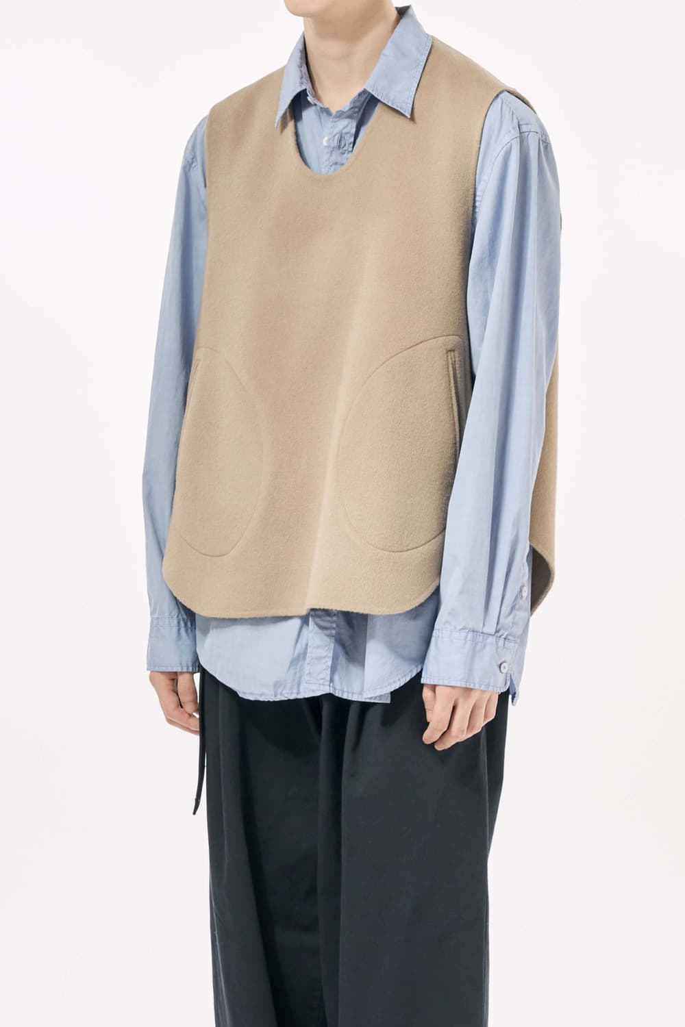 [OS] 이얼즈어고 마더/핸드쏘운 더블페이스 울 캐시미어 포이카블 베스트 상품이미지2