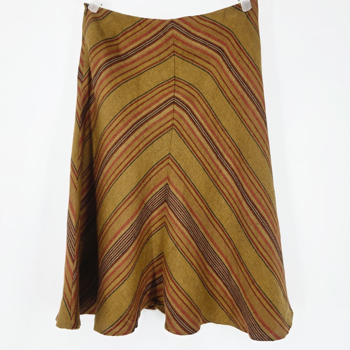 Lauren Ralph Lauren 브라운 스트라이프 린넨 롱 스커트 상품이미지5