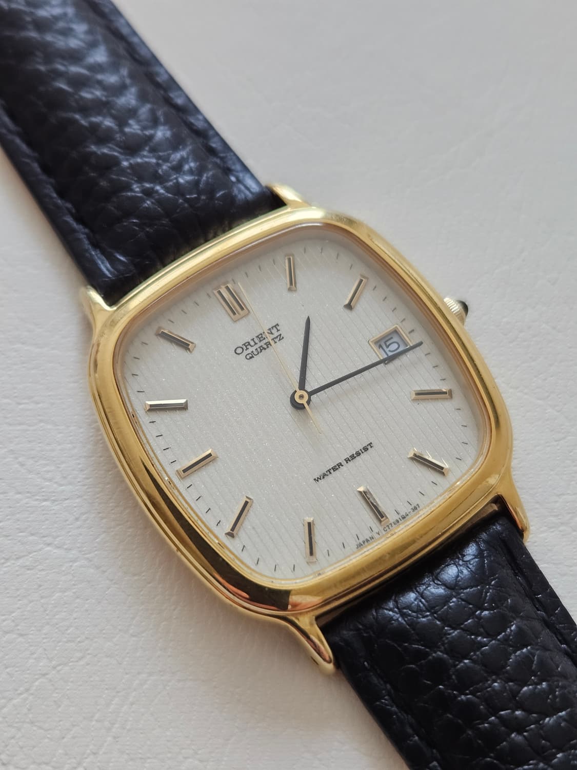 빈티지 오리엔트 쿼츠 금장 가죽 시계 상품이미지1