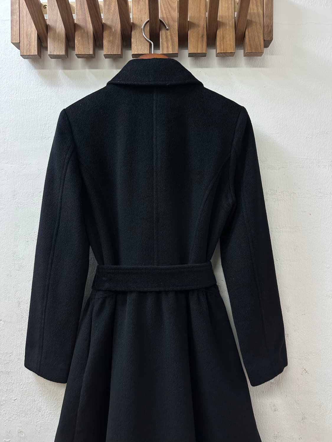 일본빈티지 Private Label 양모울 앙고라 플레어 블랙 코트  상품이미지6