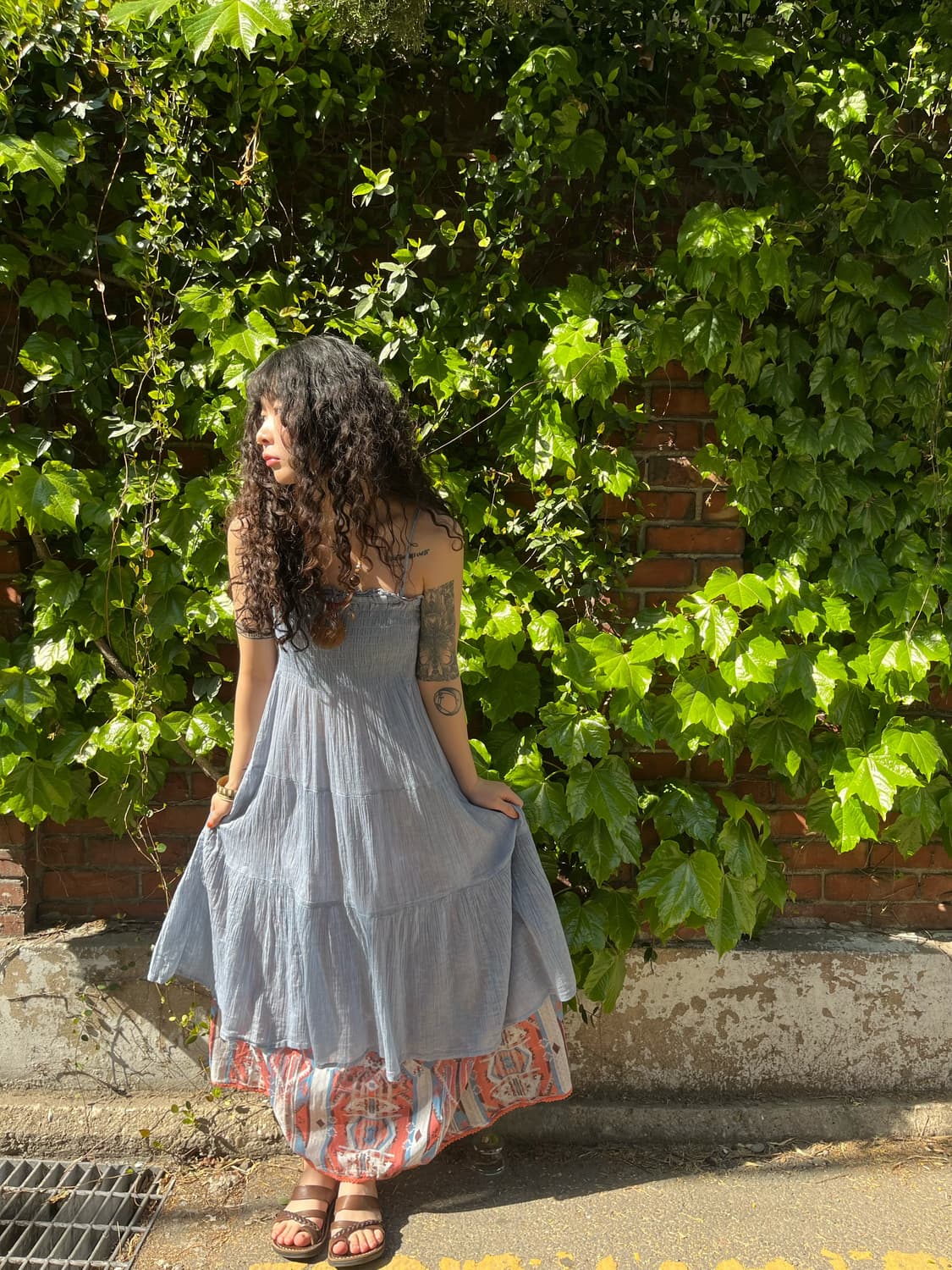 스카이 블루 캉캉 미디 원피스 상품이미지1