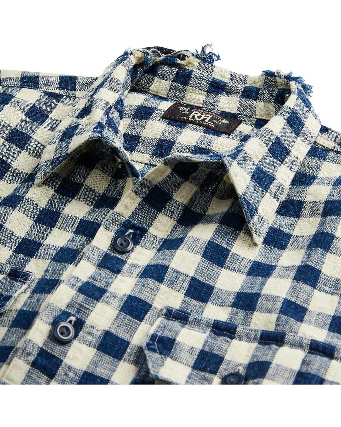 XL RRL 캔버스 블루 체크 데미지 일리노이즈 워크 셔츠 상품이미지10