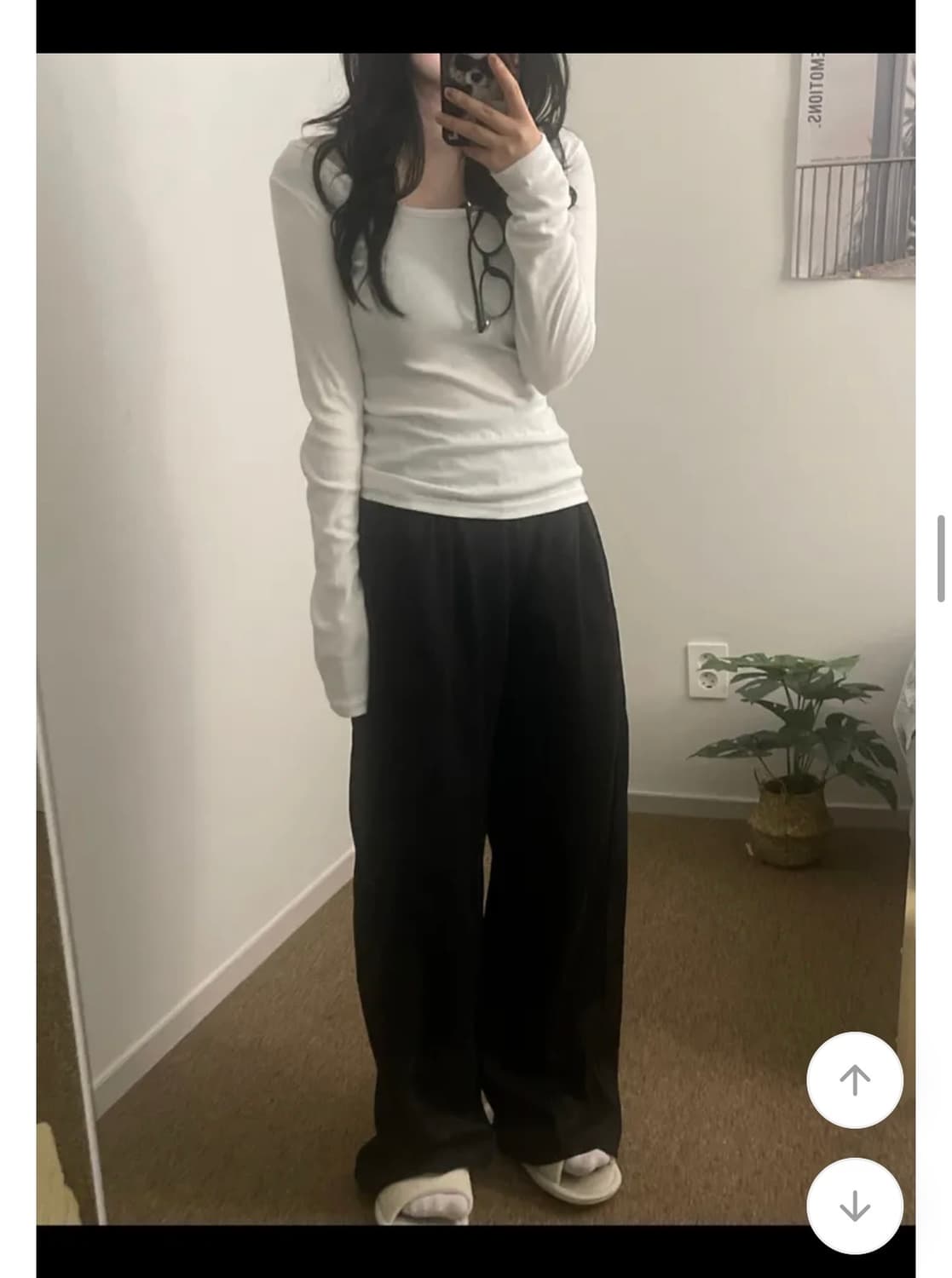 흰색 긴팔티 흰티 기본티 U넥 상품이미지3